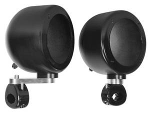 lot 9011 image: Rockville 2 MAC40B 4in Black Swivel Aluminum TowerHandlebar Speaker Pods ATVUTV - Retail $89.94