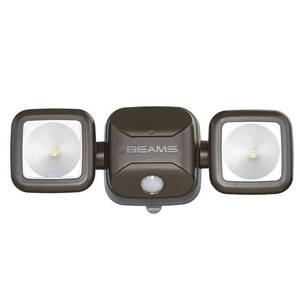 lot 9015 image: Beams MB3000 High Performance 500 Lumen Wireless Battery Powered Motion Sensing LED Dual Head Security Spotlight, Brown, 1-Pack