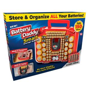 lot 9022 image: Ontel Battery Daddy Smart - Battery Organizer Storage Case with Tester, Stores and Protects Up to 150 Batteries, Clear Locking Lid, As Seen On TV, Smart - 150 Batteries (BADAS-MC4)