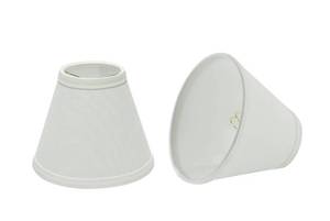lot 9024 image: Aspen Creative 32103-2A, Hardback Empire Clip-On Chandelier Lamp Shade, White, 3in Top x 6in Bottom x 5in Slant Height, Set of 2