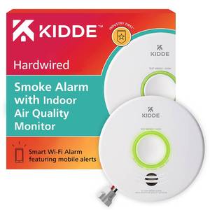 lot 9035 image: Kidde Smart Smoke Detector and Indoor Air Quality Monitor, WiFi, Alexa Compatible Device, Hardwired wBattery Backup, Voice and App Alerts