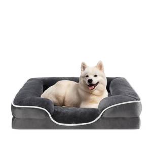 lot 9045 image: Sweetcrispy Orthopedic Dog Bed, Memory Foam Puppy Sleeping Sofa for Medium Pets with Washable Removable Cover Non-Slip Base Waterproof Liner Egg Crate for Improved Sleep, Grey, 28inL x 23inW x 6.5inTh