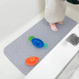lot 9053 image: Nuby Cushioned Bath Mat for Babies and Toddlers - Non-Slip Shower and Bathtub Mat with Suction Cups - Gray