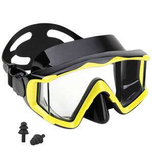 lot 9059 image: PIYAZI Kids Goggles with Nose Cover, 3 Windows Anti-Fog 185° Panoramic Clear View Tempered Glass Kids Swim Goggles