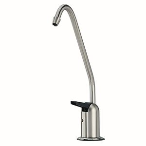 lot 9064 image: Watts Premier Pureteck Standard Air Gap Auxiliary Faucet with 14in Supply Tubing Connection for RO Reverse Osmosis Water Filtration Systems, Touch NftFlow Spring Loaded Handle, Brushed Nickel