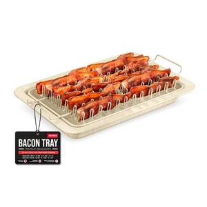 lot 9073 image: Bacon Tray - 2-Piece Set � Marble Coating - Durable, Non-Stick Cooking Tray for Bacon � White Stone Tray and Carbon Steel Rack
