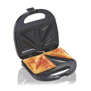 lot 9075 image: Hamilton Beach Electric Sealed Sandwich Maker Grill with PFAS-Free Nonstick Plates, Makes Stuffed French Toast, Omelets, Compact and Easy to Store, Black (25430G)