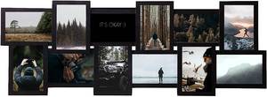 lot 9076 image: J.M.Deco 12 Opening Collage Picture Frames for Wall Decor, 4x6 picture frame collage for Home Decoration Gifts, Collage Wall Hanging Photo Frames for 6x4 Photo, Black