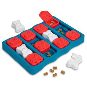 lot 9083 image: Outward Hound by Nina Ottosson Dog Brick Treat Puzzle Enrichment Toy, Level 2 Intermediate Game, Blue