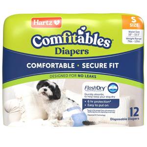lot 9093 image: Hartz Disposable Dog Diapers, Size S 36 count, Comfortable and Secure Fit, Easy to Put On