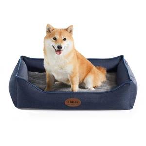 lot 9099 image: Tidore Orthopedic Dog Beds for Medium Dogs, Durable Egg Crate Foam Sofa Dog Bed wit Washable Removable Cover,Waterproof Lining,Pet Bed for Large Dogs (Navy Blue, 26.4in L x 21.7in W x 6.2in Th)