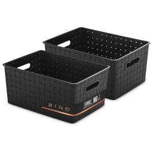 lot 9101 image: BINO  Plastic Storage Baskets Medium - Black  THE STABLE COLLECTION  Multi-Use Storage  Rectangular Cabinet Organizer  Baskets For Organizing with Handles  Home Office Organization and Storage
