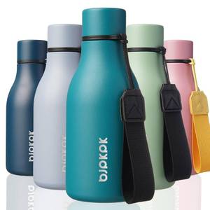lot 10106 image: BJPKPK Insulated Water Bottles, 12oz Stainless Steel Metal Water Bottle with Strap, BPA Free Leak Proof Thermos, Mugs, Flasks, Reusable Water Bottle for Sports and Travel, Lake Blue