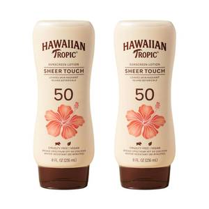 lot 10107 image: Hawaiian Tropic Sheer Touch Ultra Radiance Lotion Sunscreen SPF 50, 8oz Twin Pack  Hawaiian Tropic Sunscreen SPF 50, Sunblock, Oxybenzone Free Sunscreen, Body Sunscreen Pack, 8oz each