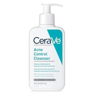 lot 10114 image: CeraVe Acne Treatment Face Wash, Salicylic Acid Cleanser with Purifying Clay, Niacinamide, and Ceramides, Pore Control and Blackhead Remover, 8 Ounce