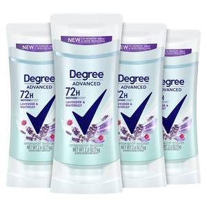 lot 10117 image: Degree Antiperspirant Deodorant 72-Hour Sweat and Odor Protection Lavender and Waterlily Antiperspirant for Women with MotionSense Technology 2.6 oz 4 Count
