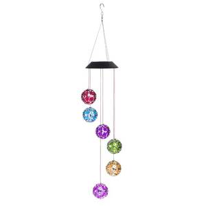 lot 10134 image: Alpine Corporation RGG648SLR Solar Hanging Gem Sphere Mobile with LED Light, Statement Dcor for Lawn and Garden, 21in H