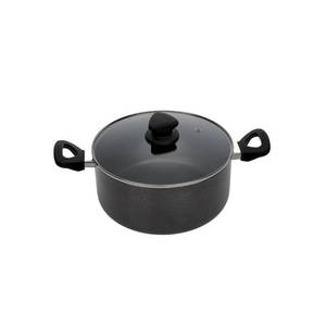 lot 10140 image: Imusa Nonstick Stock Pot with Glass Lid 4.8-Quart Cookware, Black