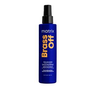 lot 10157 image: Matrix Brass Off All-In-One Toning Leave-In Spray - Nourishes and Neutralizes Brassy and Orange Tones With Frizz Control, For Color Treated Hair, 6.8 Fl Oz