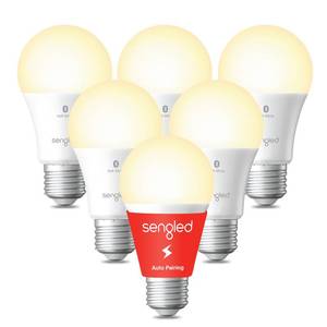 lot 10173 image: Sengled Smart Light Bulbs, Bluetooth Mesh, Bulbs That Work with Alexa Only, Dimmable LED E26 A19, 60W Equivalent Soft White 800LM, High CRI, Brightness, 6 Pack