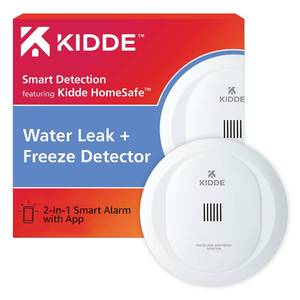 lot 10176 image: Kidde WiFi Water Leak Detector and Freeze Alarm, Alexa Device, Smart Leak Detector for Homes with App Alerts,White