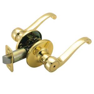 lot 10189 image: Design House 783043 Scroll Privacy Bed and Bath Door Lever Polished Brass