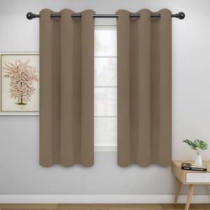 lot 10193 image: Easy-Going Blackout Curtains for Bedroom, Solid Thermal Insulated Grommet and Noise Reduction Window Drapes, Room Darkening Curtains for Living Room, 2 Panels(42x63 in, Camel)