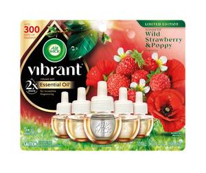 lot 10223 image: AIR WICK Scented Oil - Vibrant Refill Wild Strawberry and Poppy 5 ct.