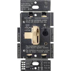 lot 10232 image: Lutron Toggler LED Dimmer Switch for Dimmable LED, Halogen and Incandescent Bulbs, 150 Watt, Single-Pole or 3-Way, TGCL-153PH-IV, Ivory