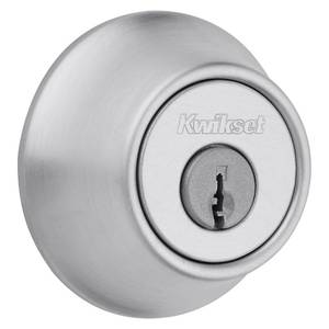 lot 10236 image: Kwikset 660 Deadbolt Deadbolt Lock, Satin Chrome Round Exterior Keyed Front Entry Door, Single Cylinder Dead Bolt