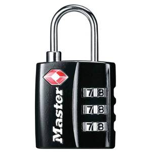 lot 10259 image: Master Lock Black TSA-Approved Luggage Lock with Wide Lock Body and Thin, Durable Steel Shackle, Zipper Lock for Backpacks, Luggage, 4680DBLK