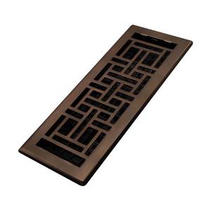 lot 10274 image: Decor Grates AJH412-RB Oriental Floor Register, 4x12 Inches, Rubbed Bronze Finish