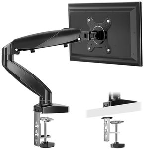 lot 10312 image: DUMOS Single Monitor Mount for Wide 15 to 27 Inch Screen, Fully Adjustable Gas Spring Monitors Arm Desk Stand with Clamp and Grommet Base, Fits 4.4 to 15.4 LBS Vesa 75 100 x 100