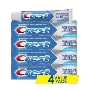 lot 10320 image: Crest Tartar Protection Whitening Cool Mint Flavor Toothpaste 8.2 Oz (Pack of 4)