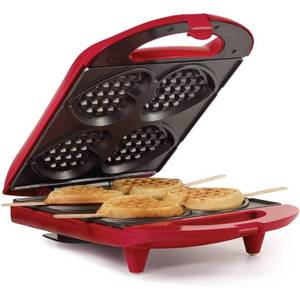 lot 11445 image: Holstein Housewares - Non-Stick Heart Waffle Maker, Red - Makes 4 Heart-Shaped Waffles in Minutes