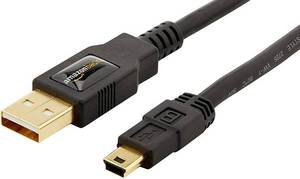 lot 12429 image: Amazon Basics USB-A to Mini USB 2.0 Cable, 480Mbps Transfer Speed with Gold-Plated Plugs, 3 Foot, Black