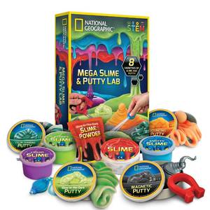 lot 1230 image: National Geographic Mega Slime Kit and Putty Lab - 4 Types of Slime Plus 4 Types of Putty Including Magnetic Putty, Slime Kit for Boys and Girls, Sensory Putty Toy and Science Kit (Amazon Exclusive)