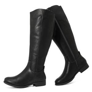 lot 1236 image: Ruiee Womens Knee High Boots - Stylish and Comfortable Round Toe Tall Riding Combat Boots with Side Zipper Closure for Fall and Winter Wear for Women.1873909 Black PU Size8.5