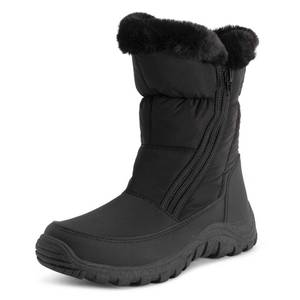 lot 1237 image: POLAR Womens Memory Foam Twin Zip Opening Pull On Nylon Waterproof Thick Faux Fur Lined Winter Rain Snow Boots - Black - EU38US7 - YC0663