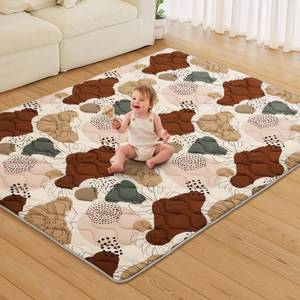 lot 1247 image: Blissful Diary Baby Play Mats for Floor, 71x59 Inch Extra Thicker and Large Soft Cushioning Foam Playmats for Babies and Toddlers, Foldable Washable Baby Crawling Mat for Playpen, Boho Design