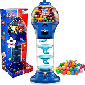 lot 1261 image: Playo 18in Big Spiral Gumball Machine for Kids - Includes Aprox 113 Gum Balls - Kids Dubble Bubble Twirling Style Candy Dispenser - Birthday Parties, Novelties, Party Favors and Supplies (Blue)