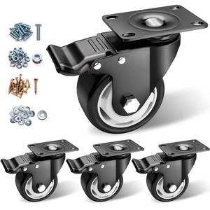 lot 1263 image: Caster Wheels - 3 Inch Casters Set of 4 Heavy Duty, BOSGEOT Locking Industrial Casters with 360 Degree No Noise Polyurethane Wheels, Swivel Plate Casters with Brake - Pack of 4