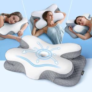 lot 1278 image: Osteo Enjoy Pain Relief Sleeping Cervical Neck Pillow, Ergonomic Contour Zoned Fits Side Sleeper, Non-Temperature Affected Memory Foam Pillows, Q-max Cooling Pillow Support Back Stomach Sleepers