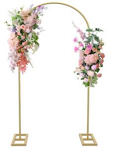 lot 1280 image: Queension 6.6FT Arch Stand, Metal Wedding and Birthday Arch Frame with Base, Gold