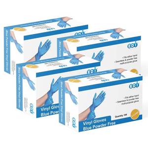 lot 1291 image: EDI Disposable Vinyl Gloves (Blue) - Powder-Free, Latex-Free (400, X-Large)