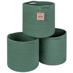 lot 1295 image: voten Storage Cubes Baskets Bins Organizer 11x11x11 Fit 12x12Cube Storage Organizer Bookcases Shelf,Durable Woven Cotton Storage Basket for Organizing,Round 3Pack Green