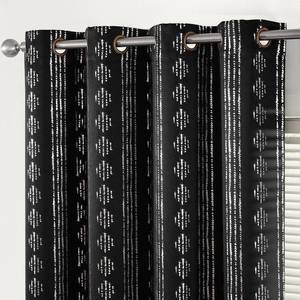 lot 1297 image: COLLACT Black and Silver 100% Blackout Curtains for Bedroom 63 Inch Length Boho Black Curtains with Silver for Living Room Geometric Striped Drapes Thermal Insulated Grommet Top Curtains 2 Panels