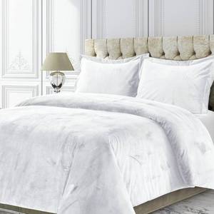 lot 1306 image: Tribeca Living Venice Velvet Oversized Duvet Set, Luxurious 3-Piece Queen Bedding, Super Soft Velvet with Hidden Button Closure, White