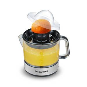 lot 2163 image: Elite Gourmet ETS623 BPA-Free Electric Citrus Juicer, Compact, Large Volume, Pulp Control, Oranges, Lemons, Limes, Grapefruits with Easy Pour Spout, 24oz, BlackStainless Steel