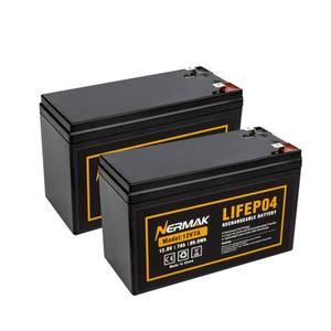 lot 2176 image: NERMAK 12V 7Ah (7.2Ah) Lithium LiFePO4 Battery 2 Pack, 2000 Cycles Lithium Iron Phosphate Rechargeable Battery for Small Solar, Camping, Lighting, Power Wheels, Fish Finder and More, Built-in 8A BMS